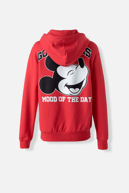  POLERONES DE MICKEY MOUSE CERRADO ROJO PARA MUJER