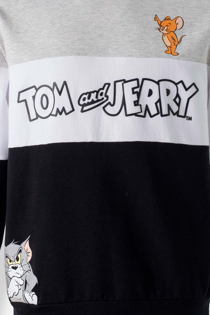  POLERONES DE TOM Y JERRY GRIS JASPE, BLANCO Y NEGRO CERRADO PARA GÉNERO NEUTRO