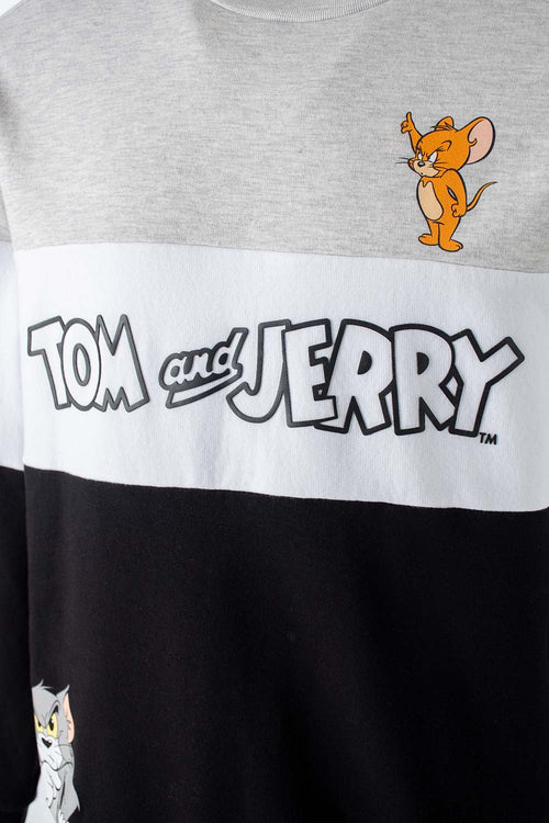 Card slide image -  POLERONES DE TOM Y JERRY GRIS JASPE, BLANCO Y NEGRO CERRADO PARA GÉNERO NEUTRO