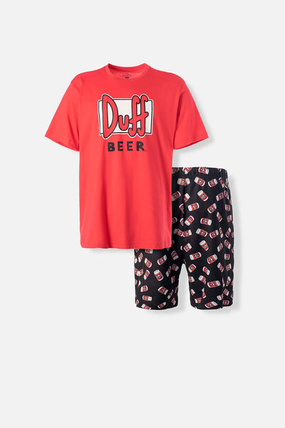  PIJAMA DE LOS SIMPSON DE PANTALÓN CORTO ROJO Y NEGRO PARA HOMBRE