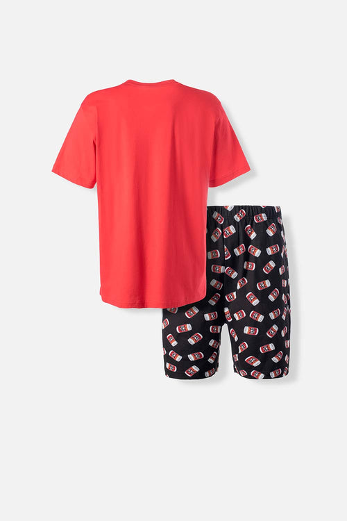 Card slide image -  PIJAMA DE LOS SIMPSON DE PANTALÓN CORTO ROJO Y NEGRO PARA HOMBRE