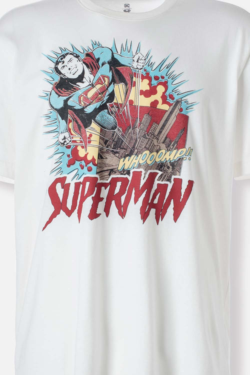 Card slide image -  PIJAMA DE SUPERMAN DE PANTALÓN CORTO GRIS Y ROJO PARA HOMBRE