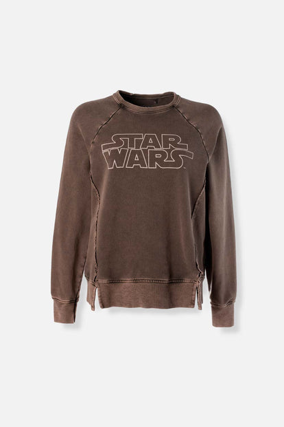  POLERON DE STAR WARS CERRADO CAFE PARA MUJER