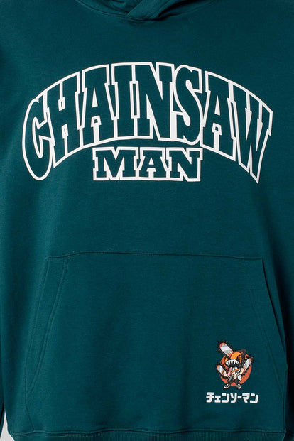  POLERON DE CHAINSAW MAN CERRADO VERDE PARA HOMBRE
