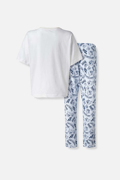  PIJAMA DE TOM Y JERRY CON PANTALON LARGO PARA MUJER