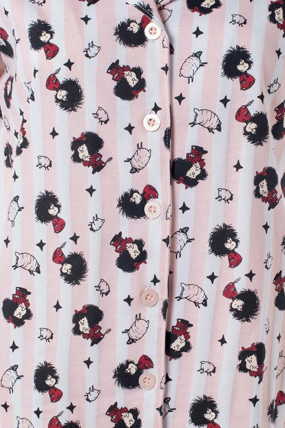  PIJAMA DE MAFALDA MANGA CORTA ROSADA PARA MUJER
