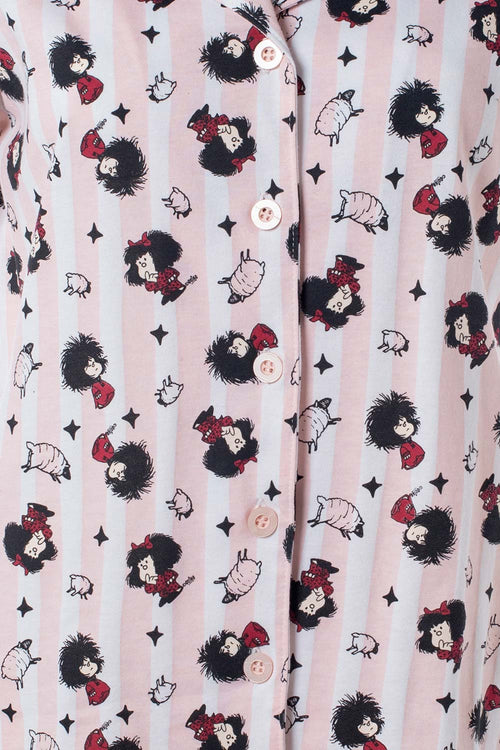 Card slide image -  PIJAMA DE MAFALDA MANGA CORTA ROSADA PARA MUJER