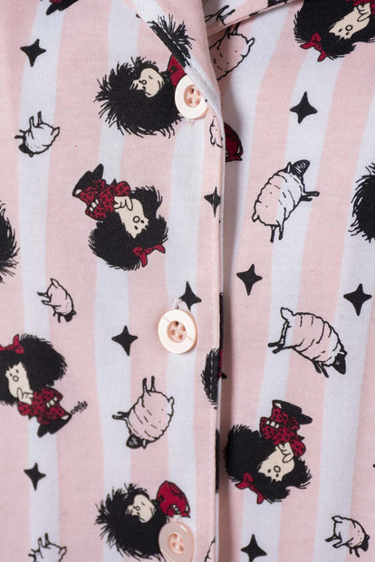  PIJAMA DE MAFALDA MANGA CORTA ROSADA PARA MUJER