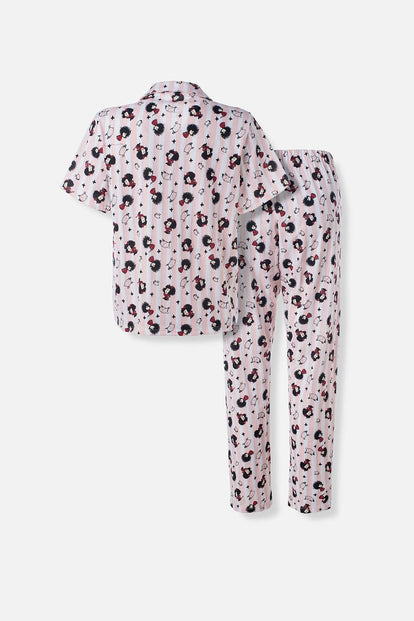  PIJAMA DE MAFALDA MANGA CORTA ROSADA PARA MUJER
