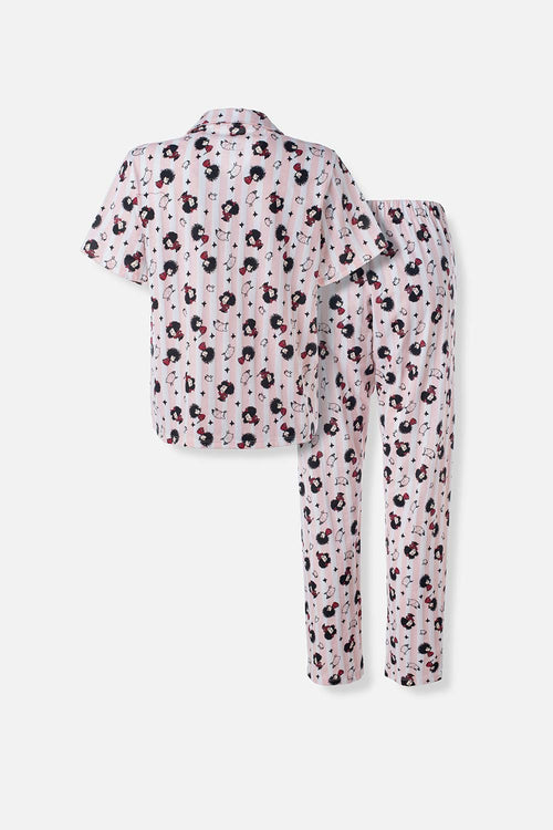 Card slide image -  PIJAMA DE MAFALDA MANGA CORTA ROSADA PARA MUJER