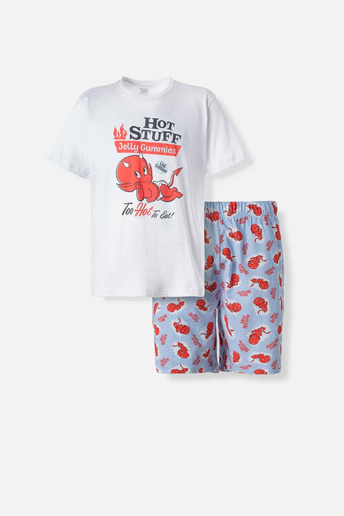 Card slide image -  PIJAMA DE HOT STUFF CON PANTALON CORTO PARA HOMBRE