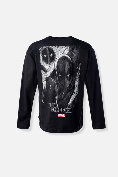  POLERA DE DEADPOOL RELAX FIT MANGA LARGA PARA HOMBRE