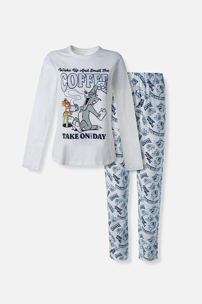  PIJAMA DE TOM Y JERRY MANGA LARGA PARA MUJER